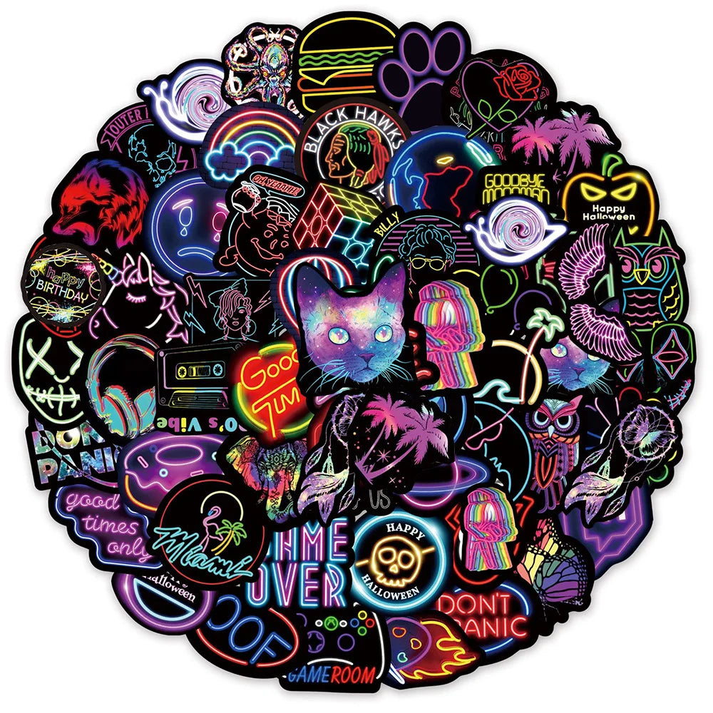 Neon Graffiti Sticker Pack – Waterproof Decals