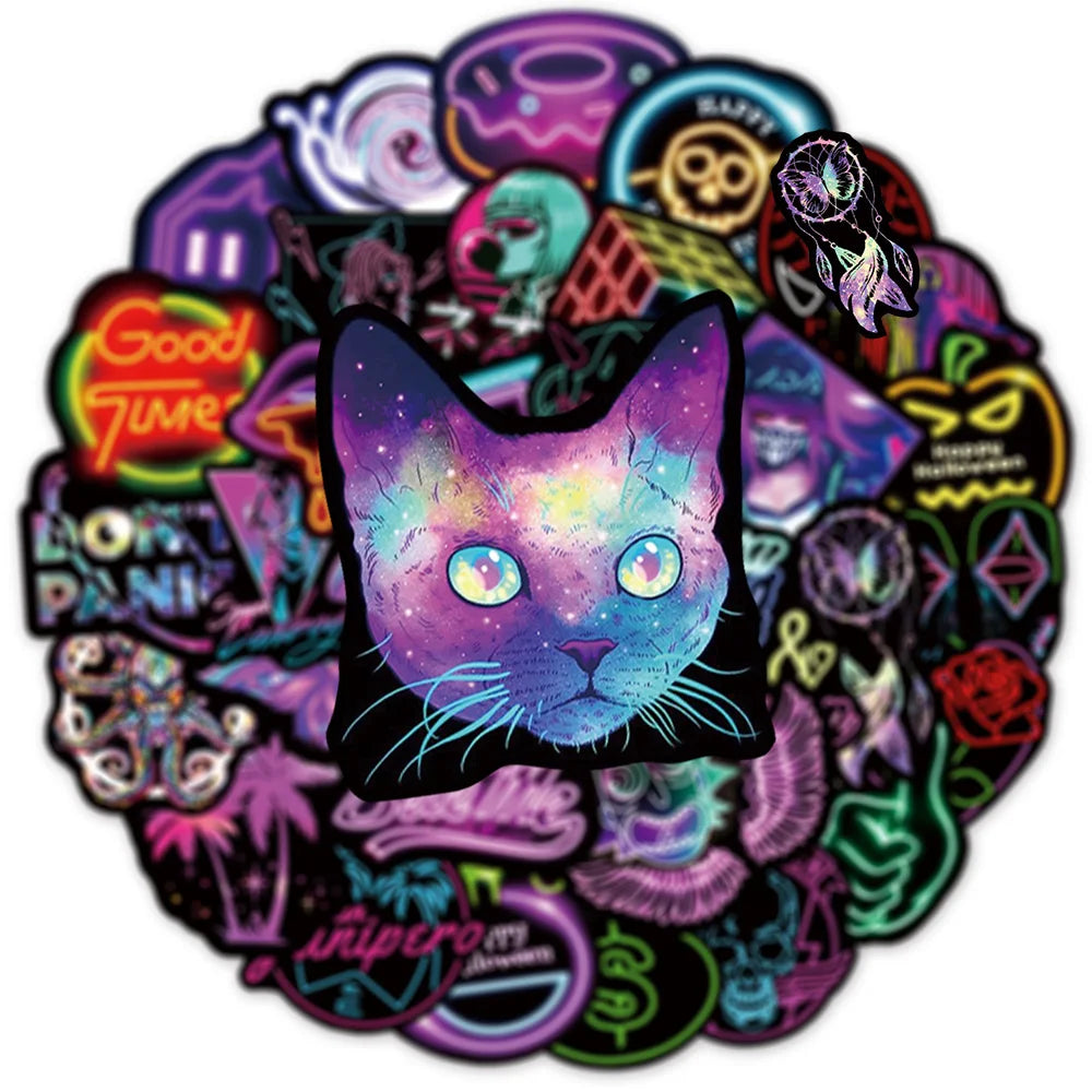 Neon Graffiti Sticker Pack – Waterproof Decals