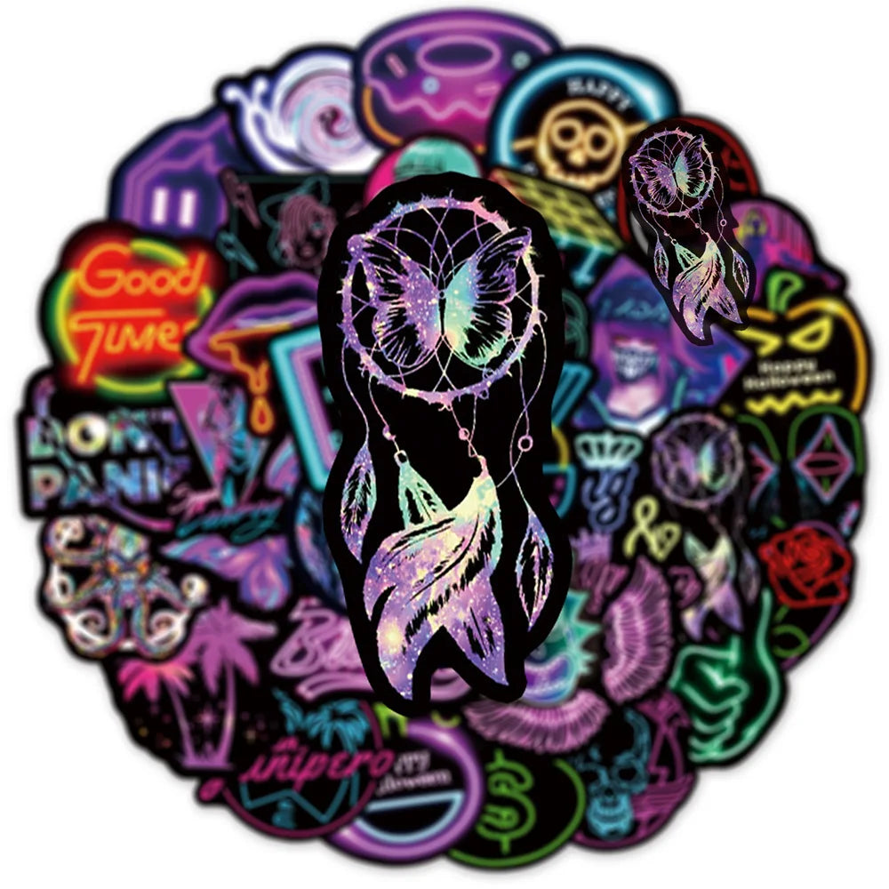 Neon Graffiti Sticker Pack – Waterproof Decals