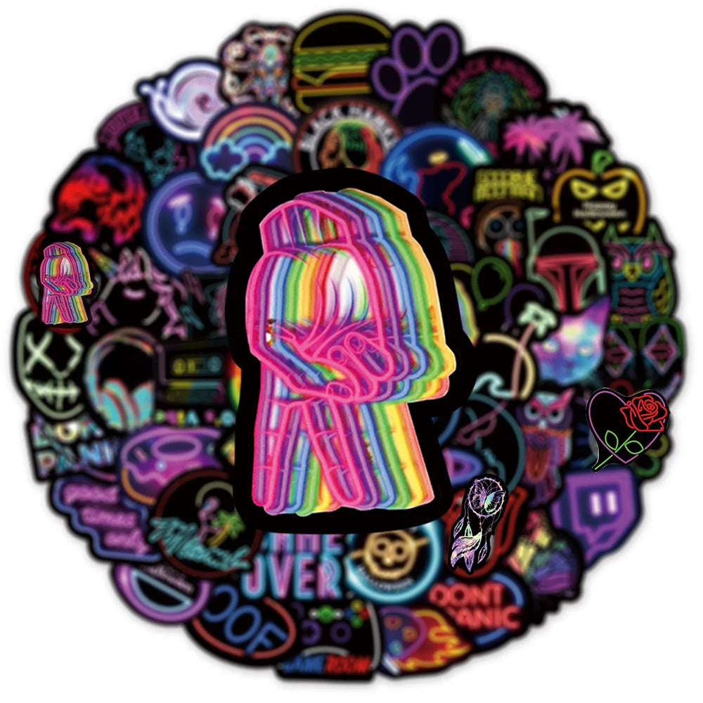 Neon Graffiti Sticker Pack – Waterproof Decals