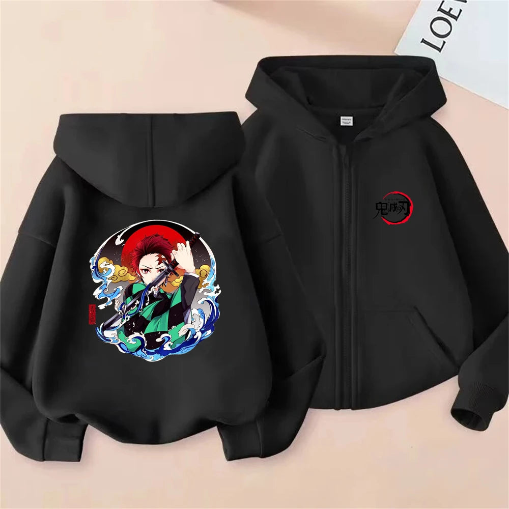 Demon Slayer Kids Zip Hoodie – Anime Sweatshirt
