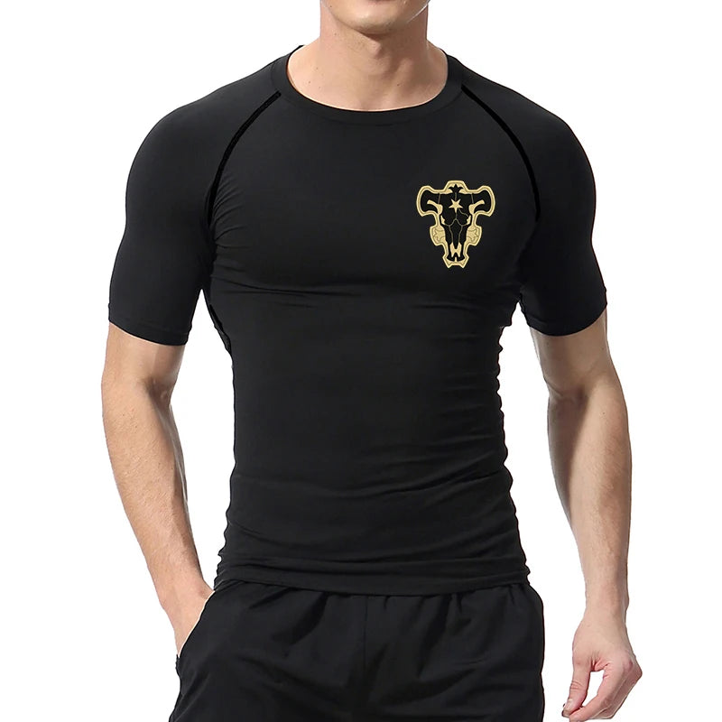 Bull Print Compression Gym Shirt – Quick Dry
