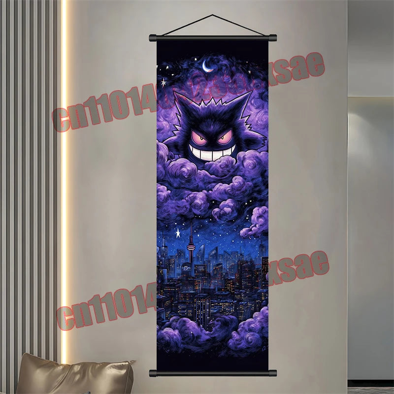Pokémon Scroll Poster – Gengar, Eevee & Pikachu Wall Art