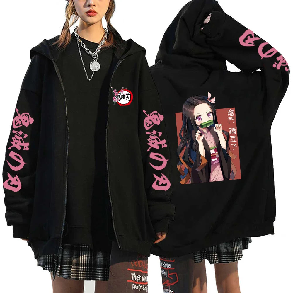Demon Slayer Women's Hoodie – Y2K Anime Sweatshirt