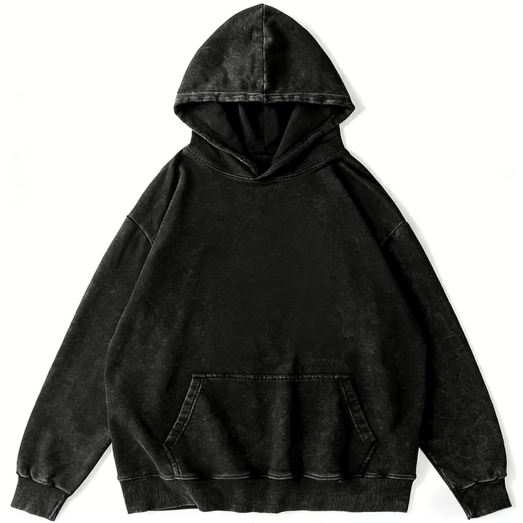 Men's Vintage Washed Cotton Hoodie Anime Demon Slayer Inosuke and Kanao Character Back Graphic with Sword Loose Y2K Hip Hop