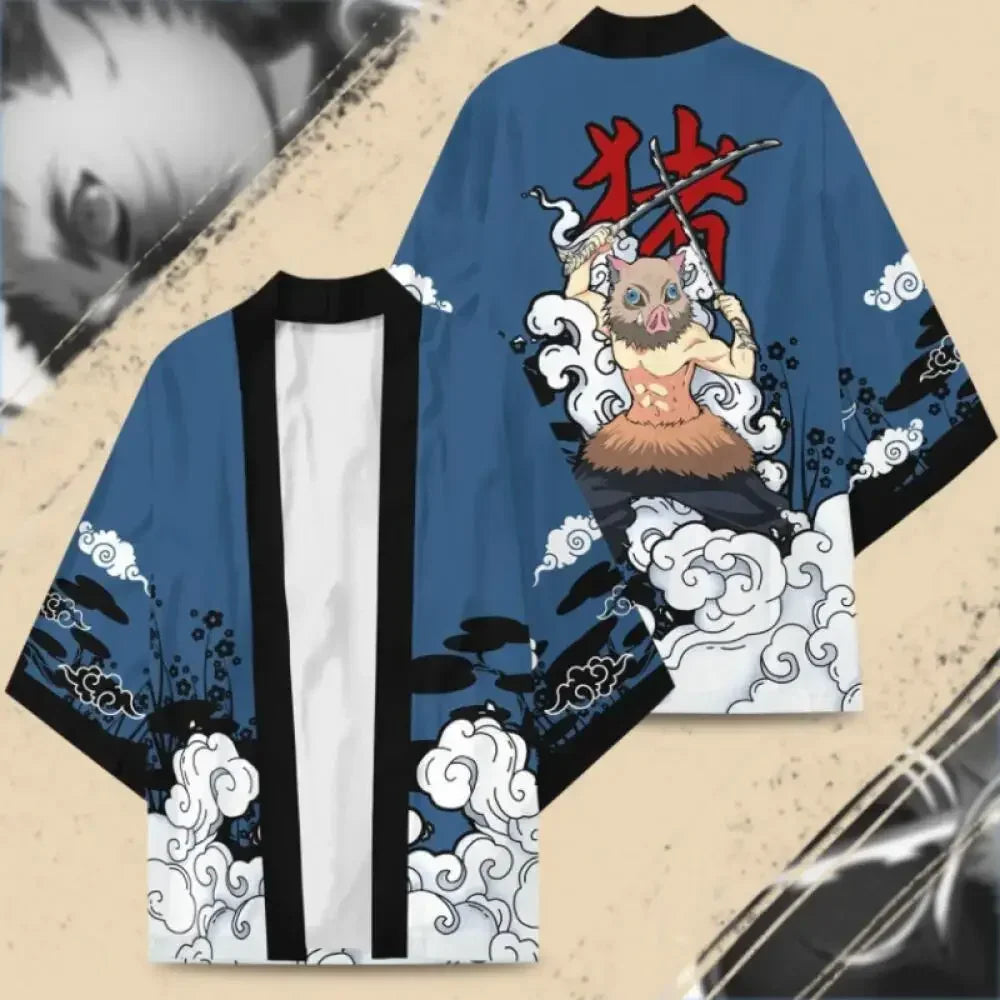 Tanjiro & Nezuko Haori Kimono – Demon Slayer Cosplay Cardigan