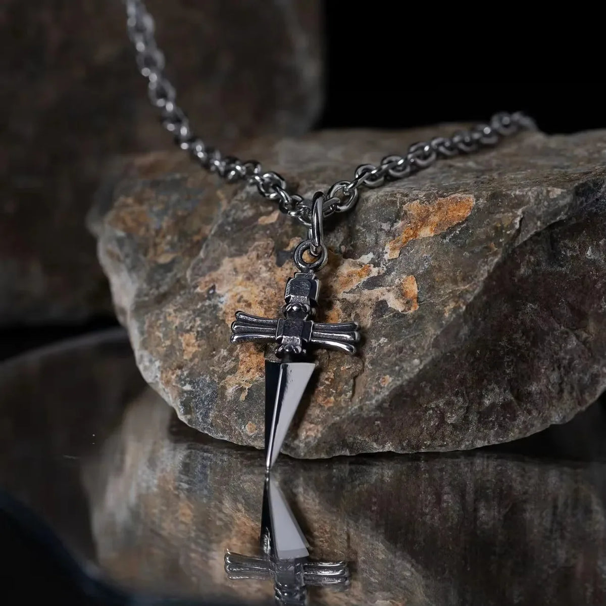 Sword Cross Pendant Necklace – Punk Stainless Steel