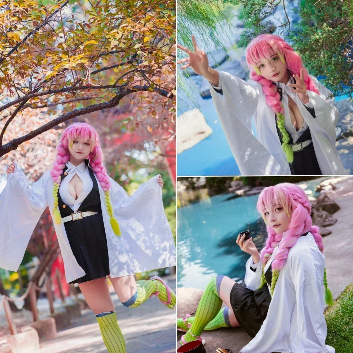 Mitsuri Kanroji Cosplay Costume with Wig – Demon Slayer