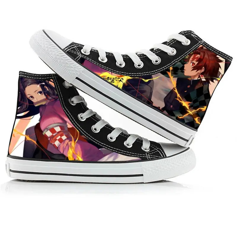 Demon Slayer Canvas Sneakers – Hand-Painted High-Top Shoes