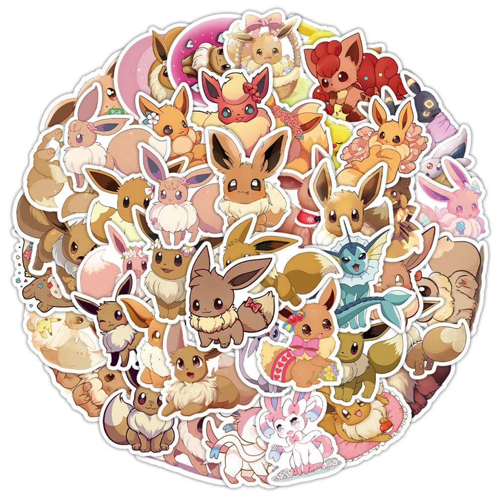 Eevee Pokémon Sticker Pack – Kawaii Decals