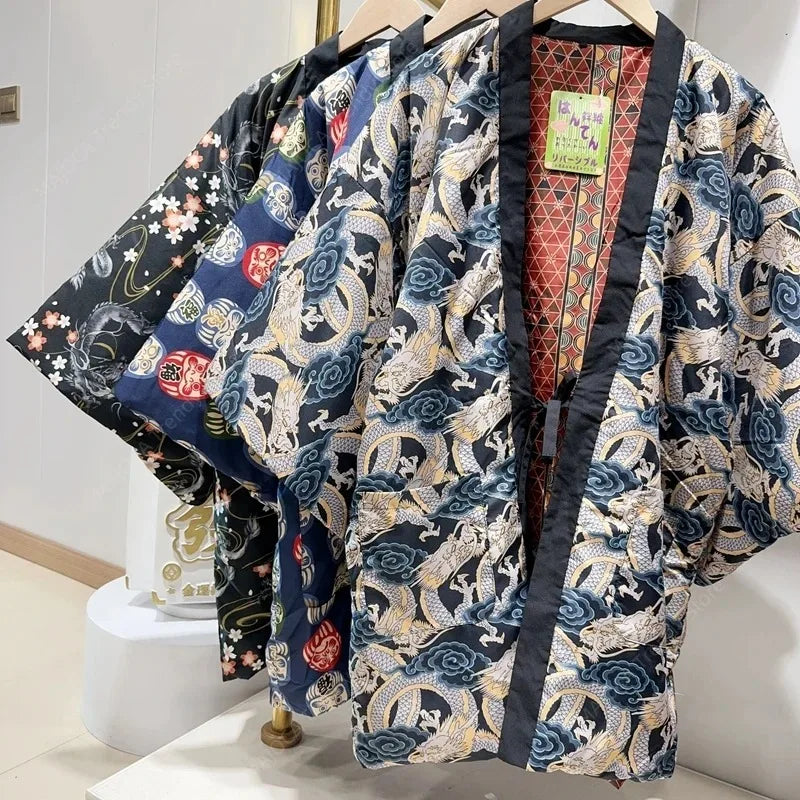 Japanese Hanten Winter Coat – Traditional Kimono Jacket