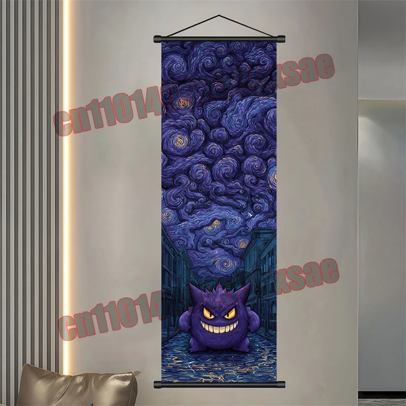 Pokémon Scroll Poster – Gengar, Eevee & Pikachu Wall Art
