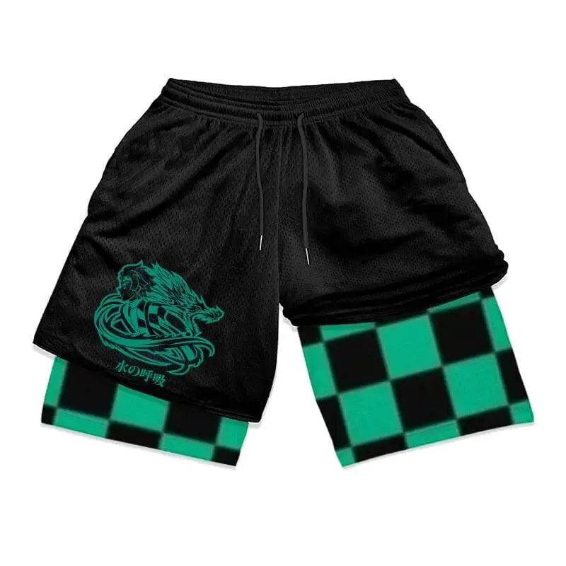 Demon Slayer Symbols Double-Layer Gym Shorts