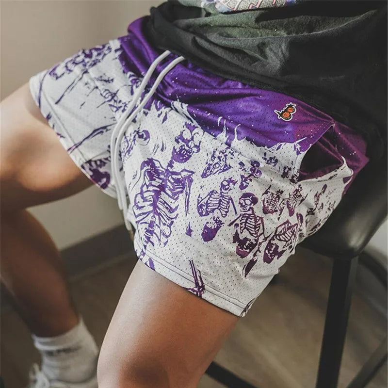 Skull Print Men's Casual Shorts – Streetwear