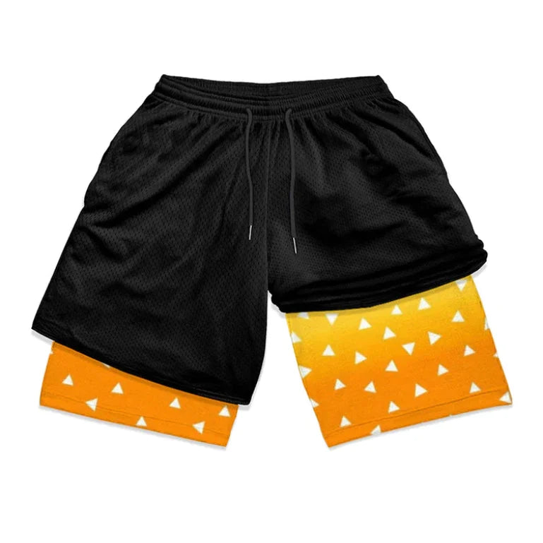 Demon Slayer Symbols Double-Layer Gym Shorts