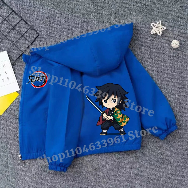 Demon Slayer Kids Windbreaker – Anime Sweatshirt Jacket