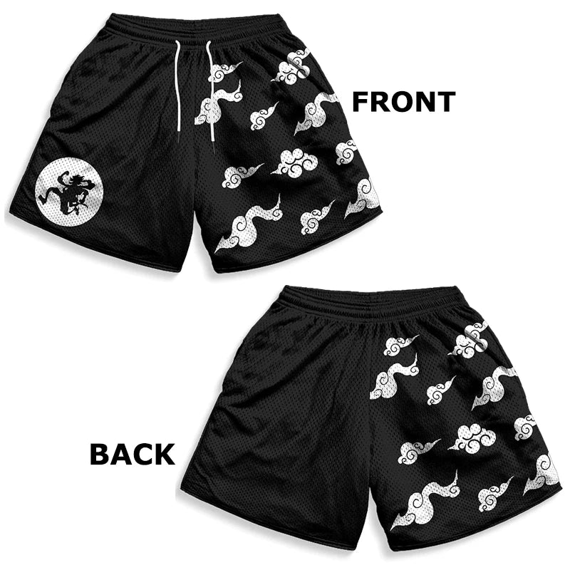 Anime 3D Print Gym Shorts with Pockets