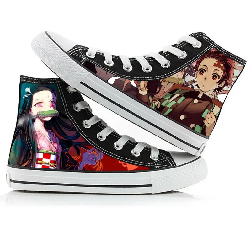 Demon Slayer Canvas Sneakers – Hand-Painted High-Top Shoes