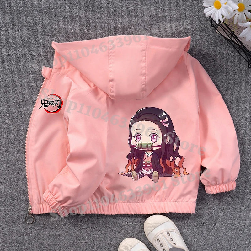 Demon Slayer Kids Windbreaker – Anime Sweatshirt Jacket