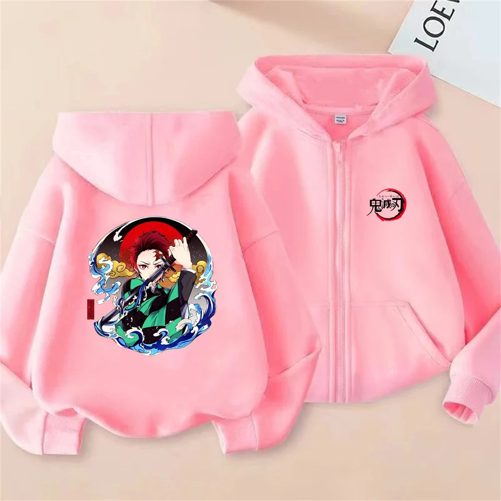 Demon Slayer Kids Zip Hoodie – Anime Sweatshirt