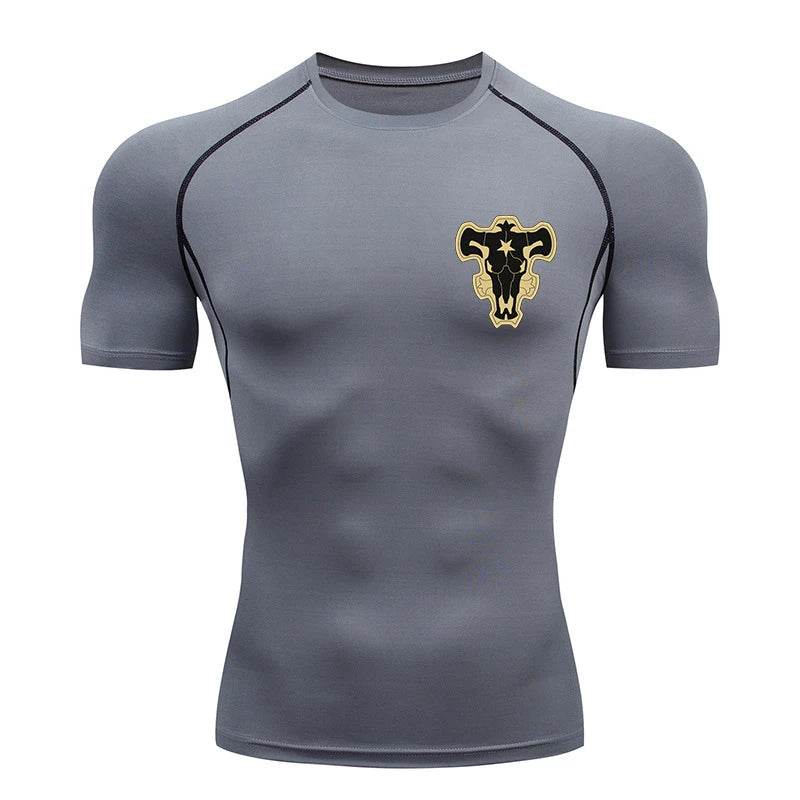 Bull Print Compression Gym Shirt – Quick Dry