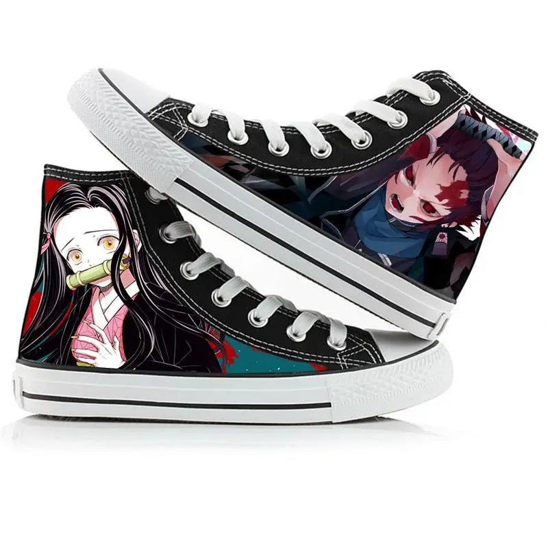 Demon Slayer Canvas Sneakers – Hand-Painted High-Top Shoes