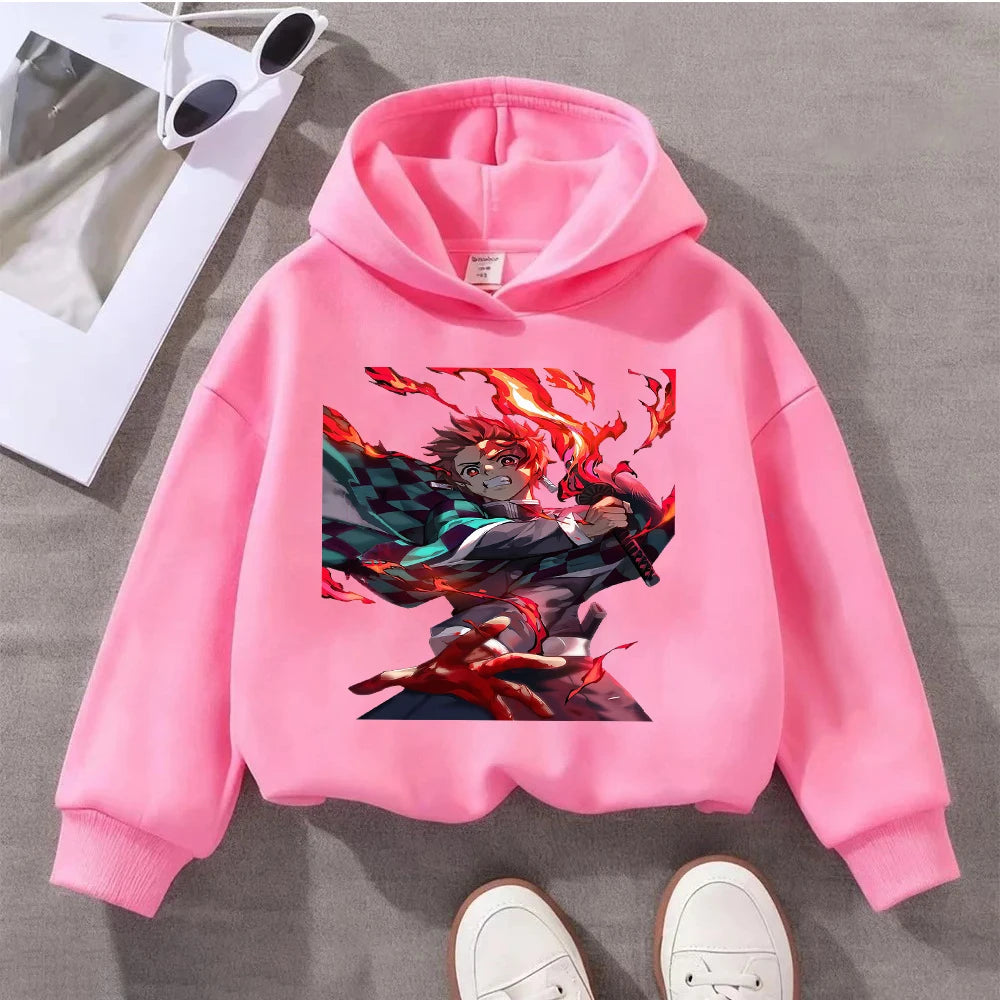 Tanjiro Flame Kids Hoodie – Demon Slayer Anime Pullover