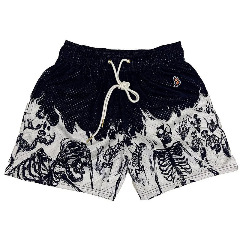 Skull Print Men's Casual Shorts – Streetwear