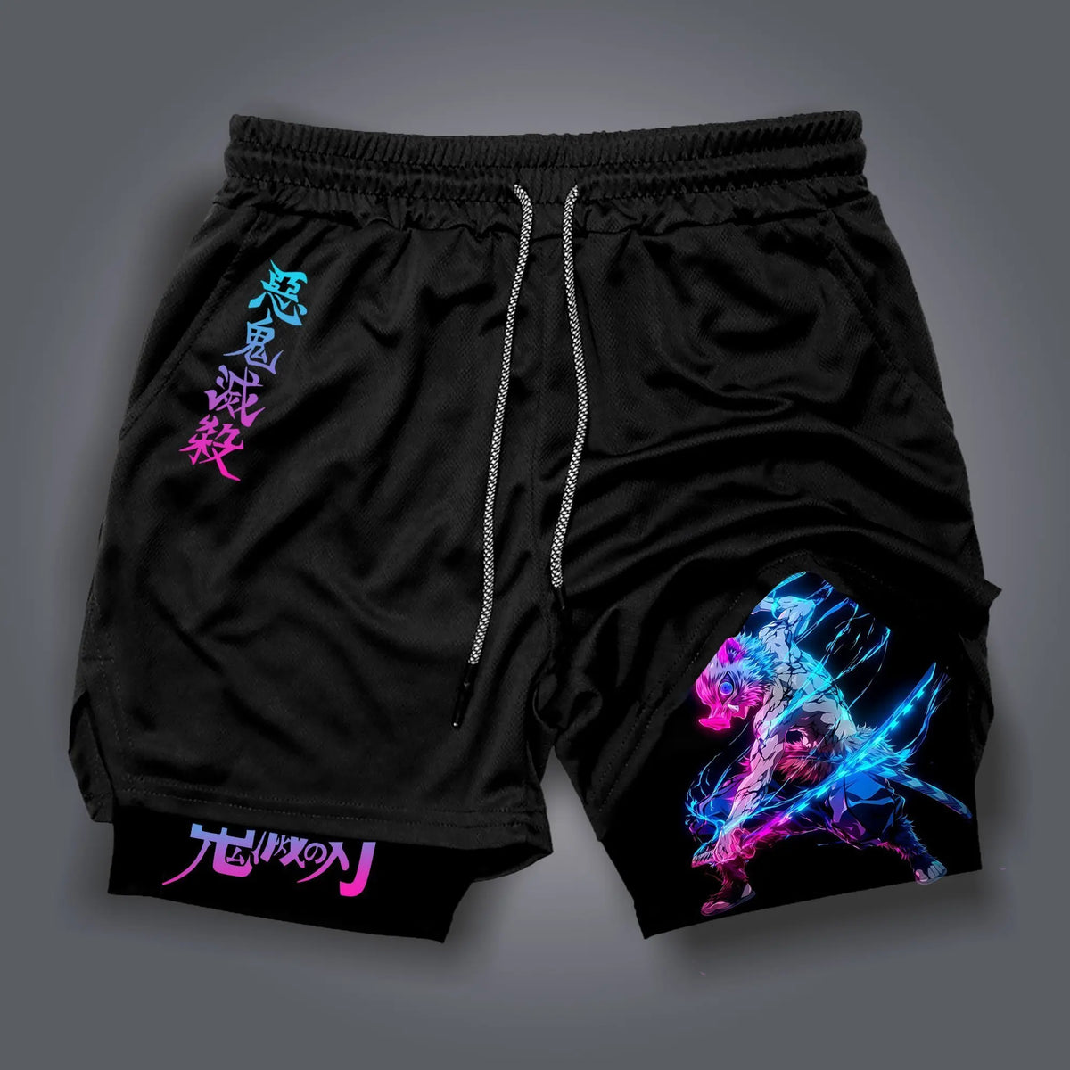 Demon Slayer Double-Layer Gym Shorts – Anime Print