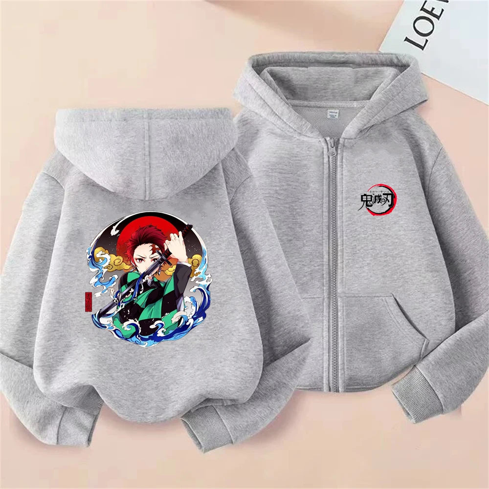 Demon Slayer Kids Zip Hoodie – Anime Sweatshirt