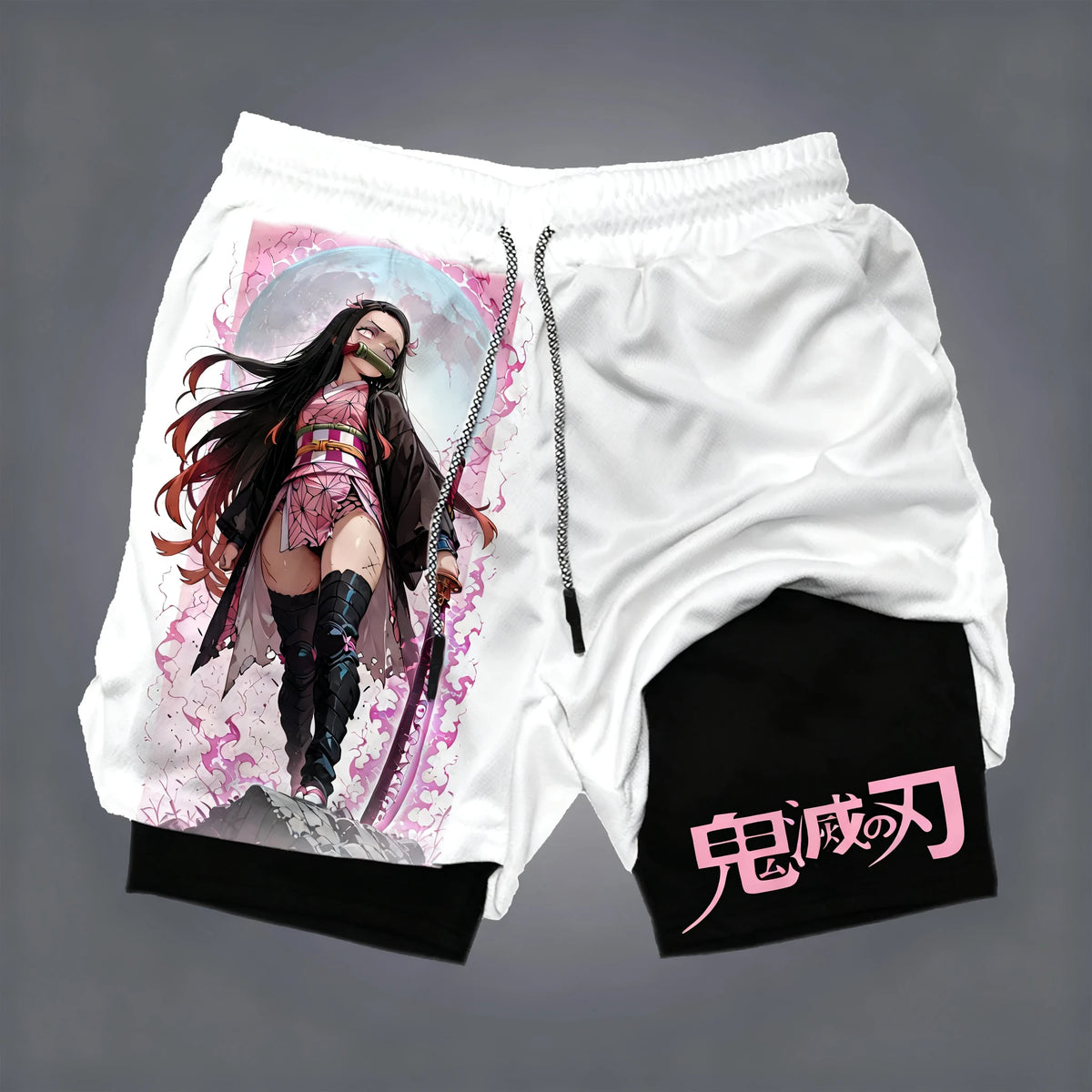 Demon Slayer 2-in-1 Printed Gym Shorts