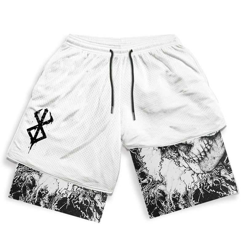 Berserk Print 2-in-1 Gym Shorts with Pockets