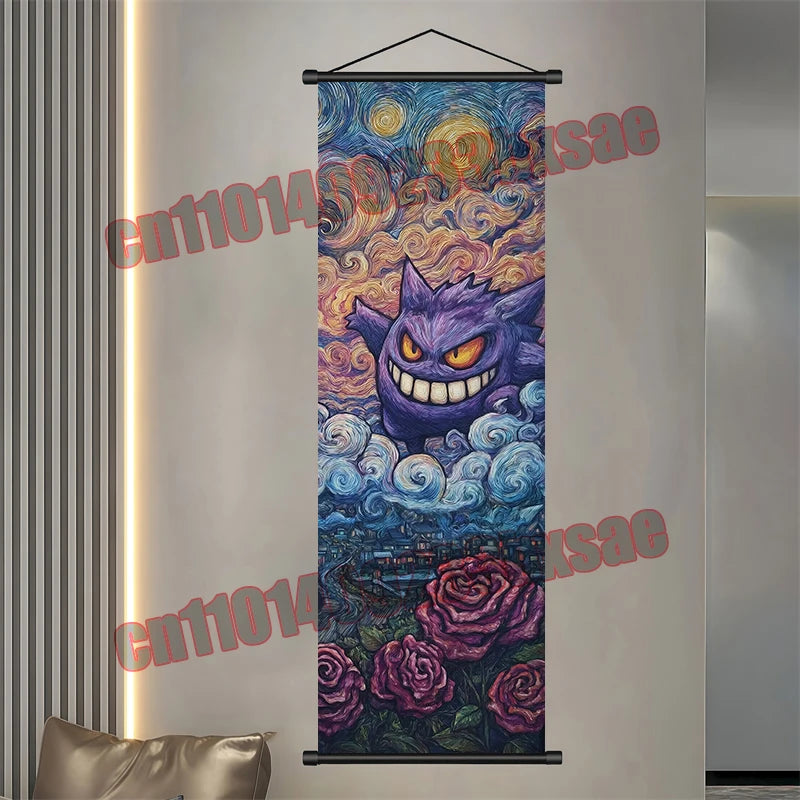 Pokémon Scroll Poster – Gengar, Eevee & Pikachu Wall Art