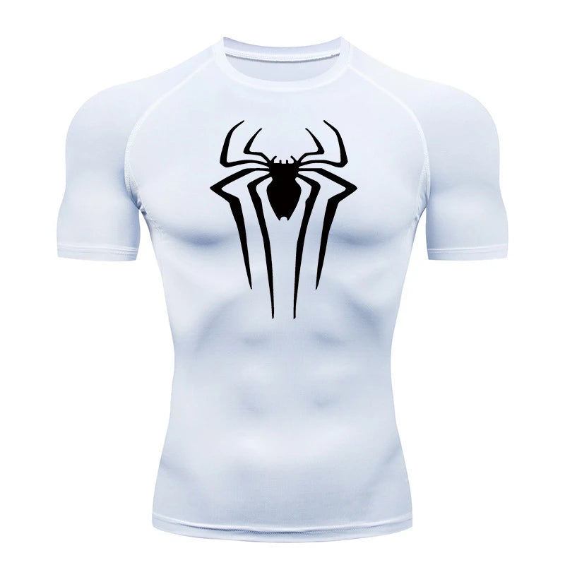 Spider Print Compression Gym Shirt – Quick Dry