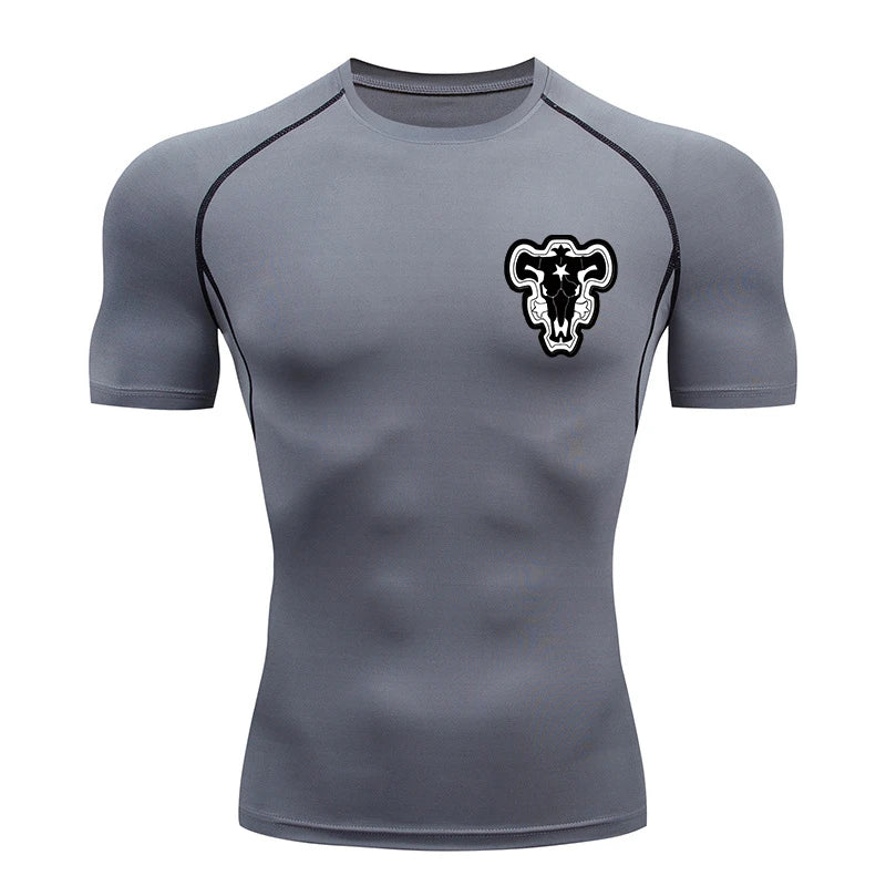 Bull Print Compression Gym Shirt – Quick Dry