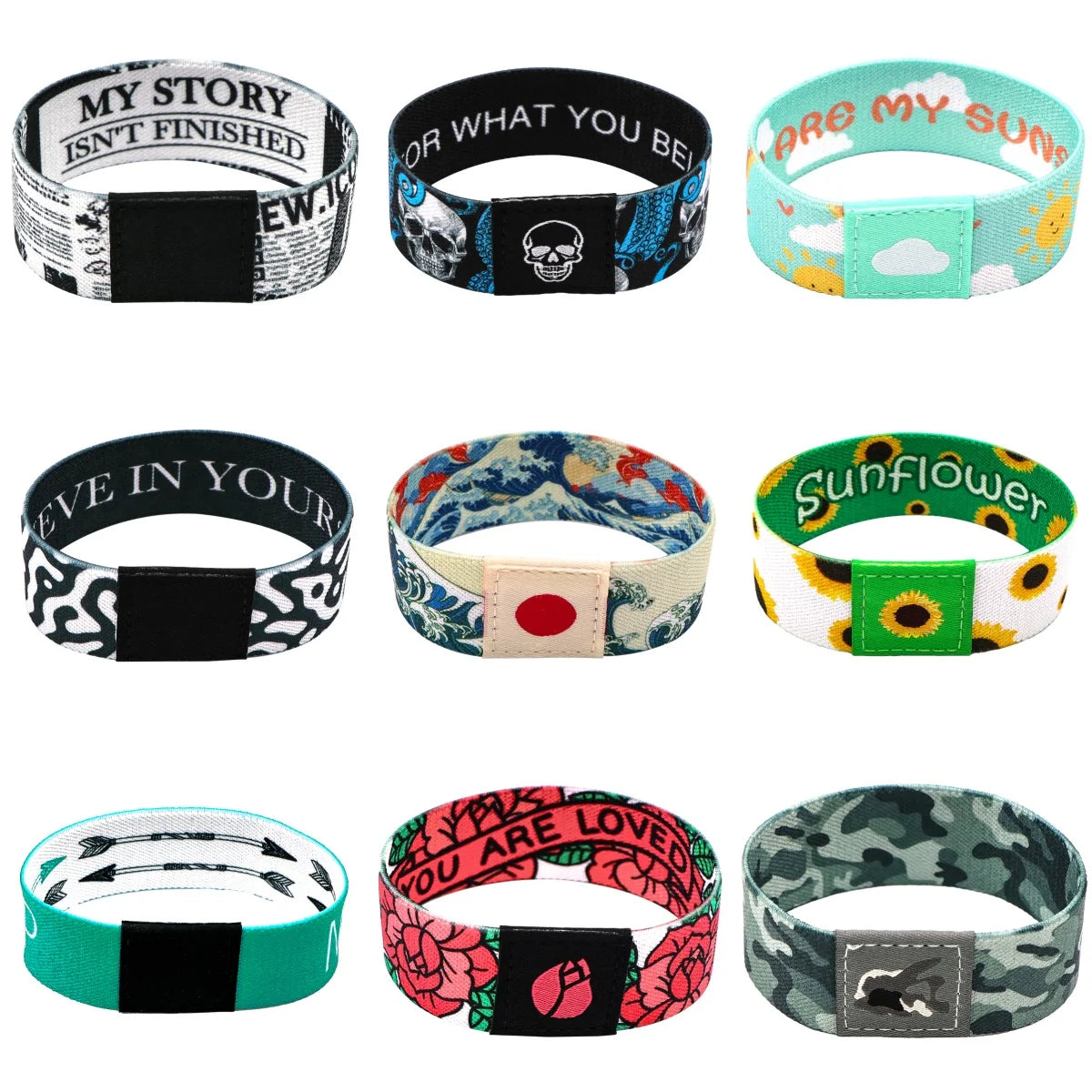 Sunflower Art Waves Wristband Bracelet