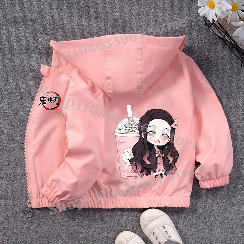 Demon Slayer Kids Windbreaker – Anime Sweatshirt Jacket