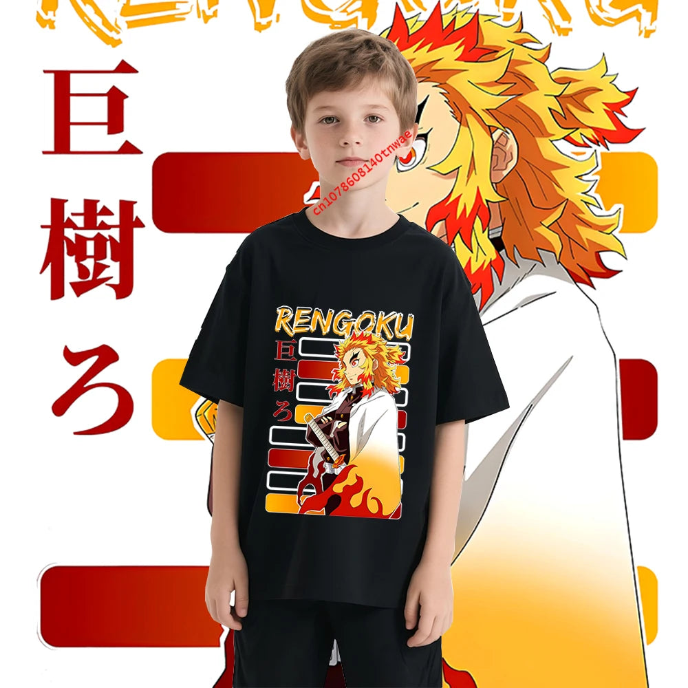 Rengoku Kyojuro Kids T-Shirt – Demon Slayer Cotton Tee