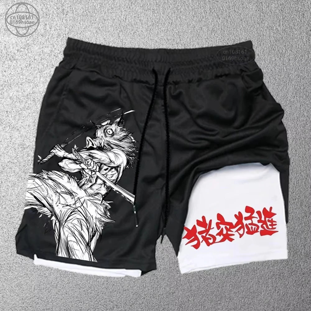 Demon Slayer 2-in-1 Quick Dry Gym Shorts
