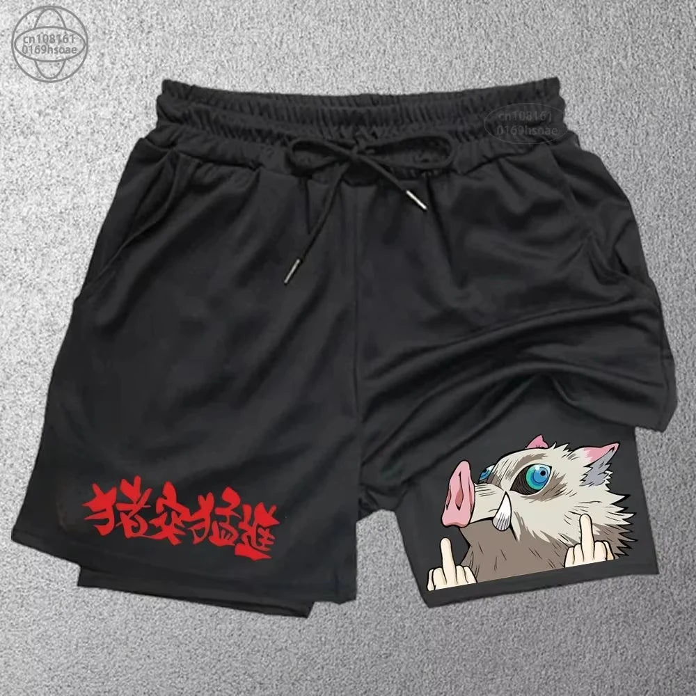 Demon Slayer 2-in-1 Quick Dry Gym Shorts