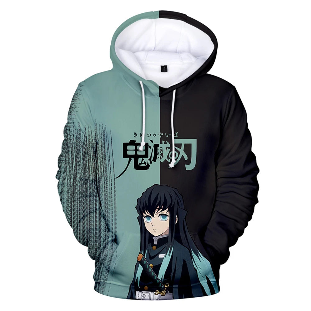 Anime 3D Print Oversized Hoodie – Y2K Pullover