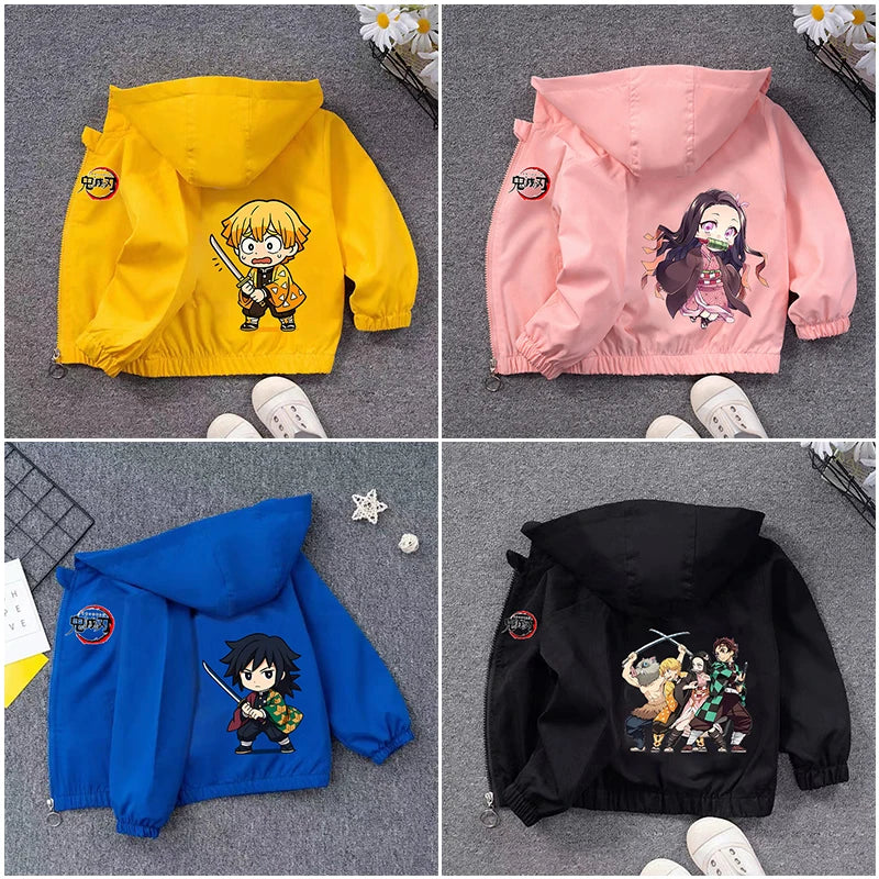 Demon Slayer Kids Windbreaker – Anime Sweatshirt Jacket