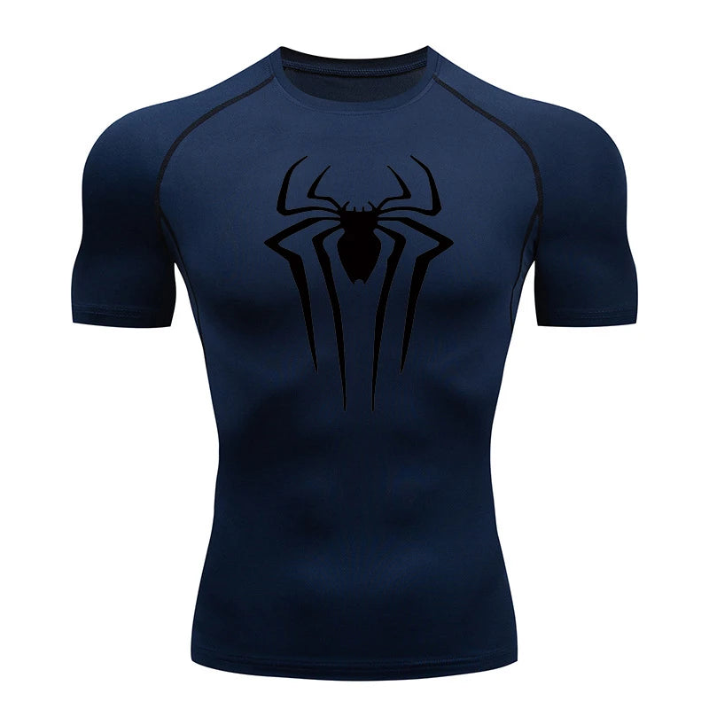 Spider Print Compression Gym Shirt – Quick Dry