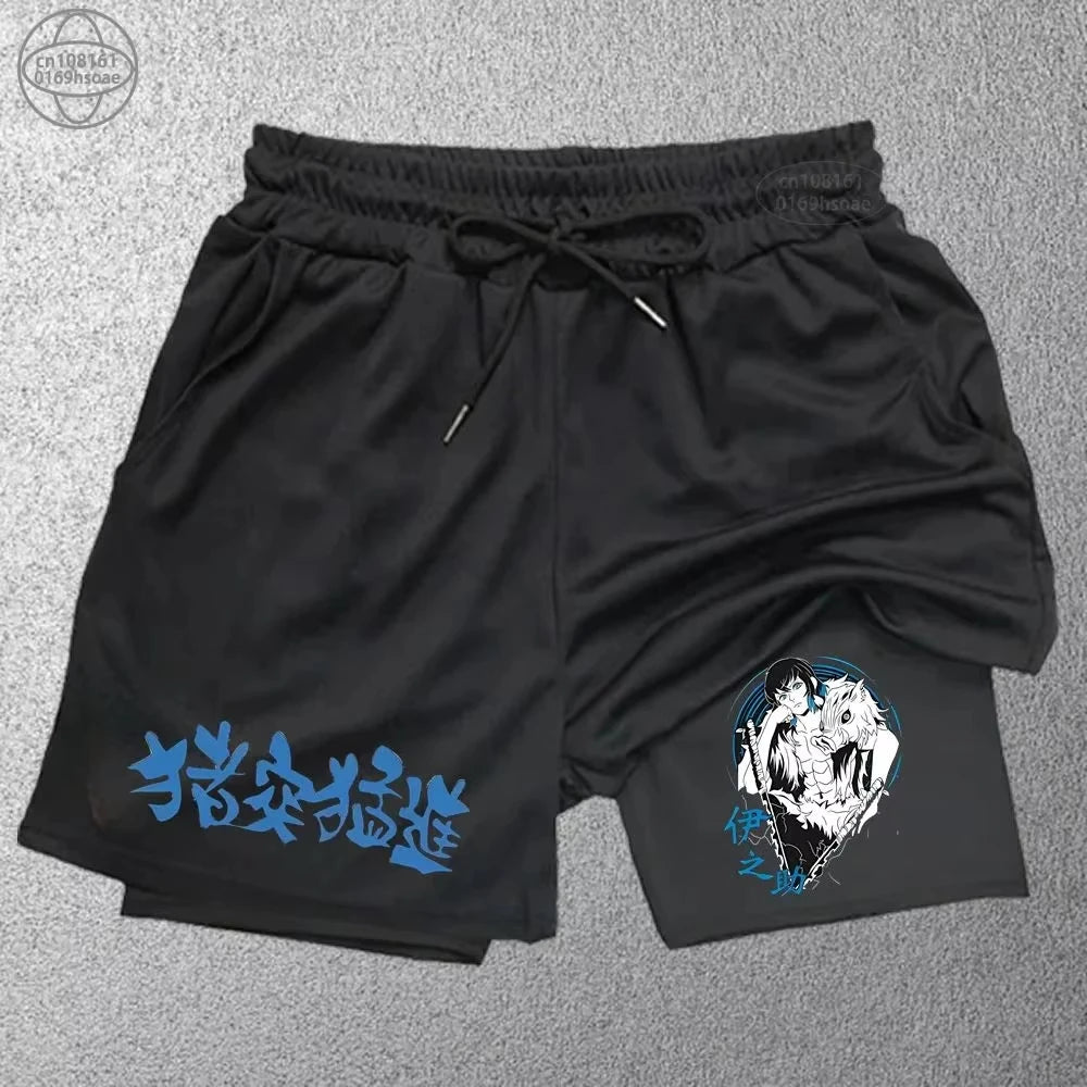 Demon Slayer 2-in-1 Quick Dry Gym Shorts