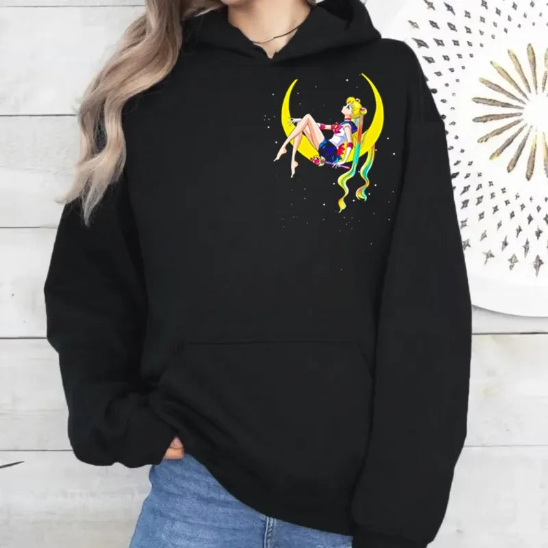 Sailor Moon Neon Art Hoodie – Y2K Anime Sweatshirt