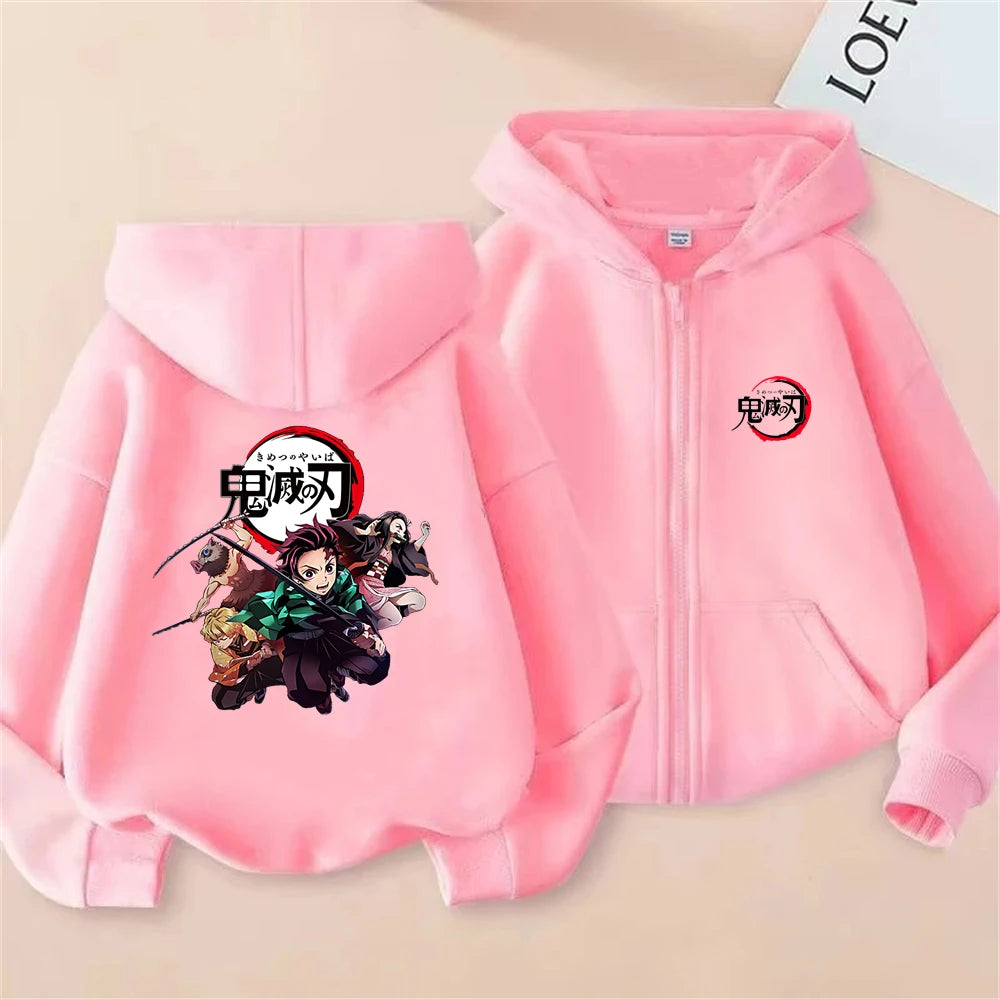 Demon Slayer Kids Zip Hoodie – Anime Sweatshirt