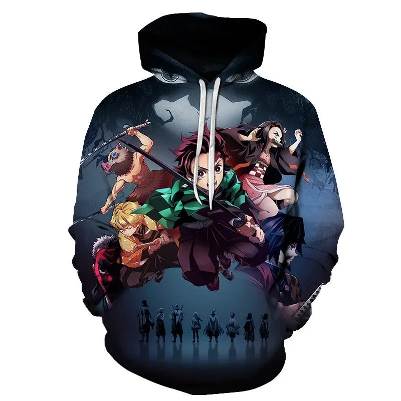 Anime 3D Print Oversized Hoodie – Y2K Pullover