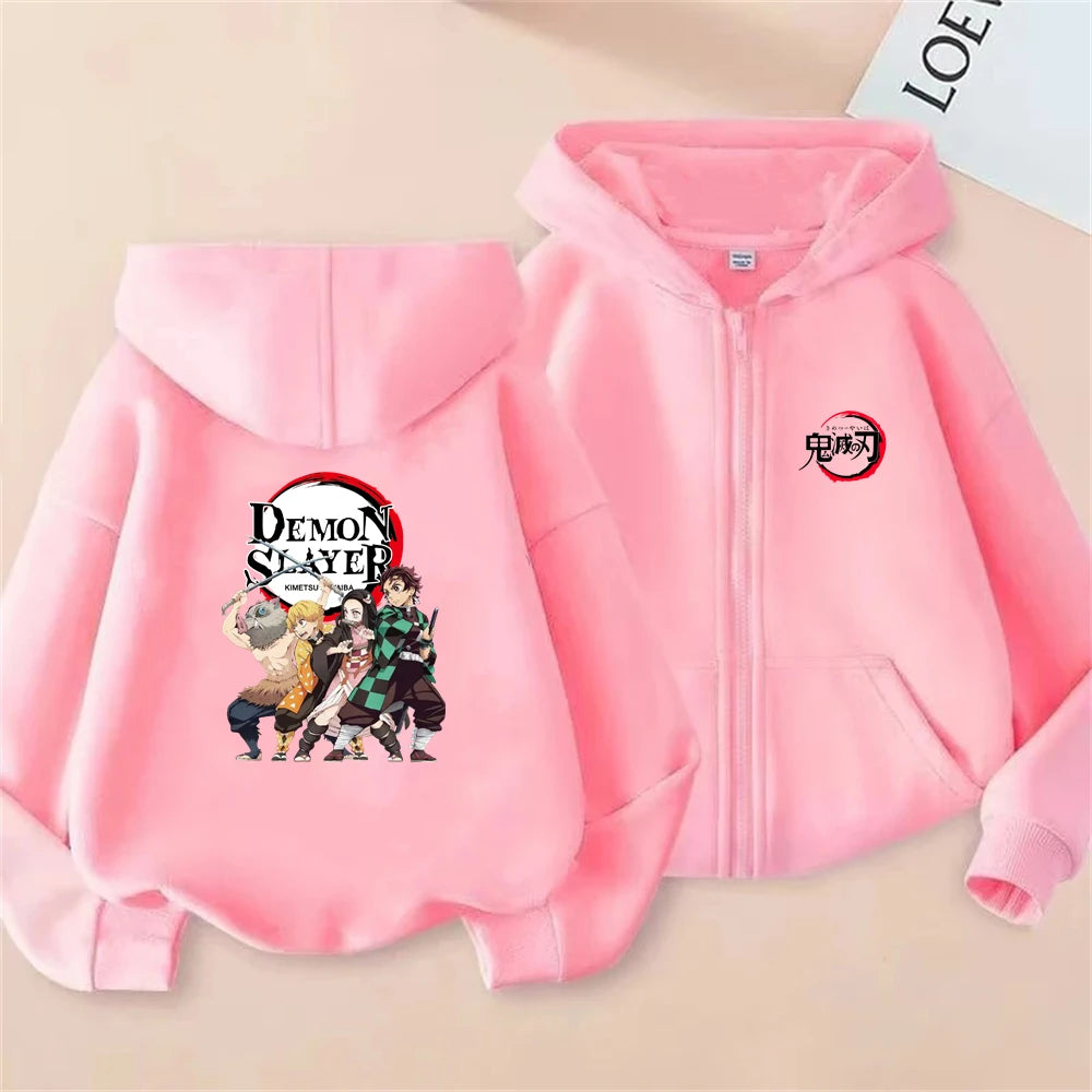 Demon Slayer Kids Zip Hoodie – Anime Sweatshirt
