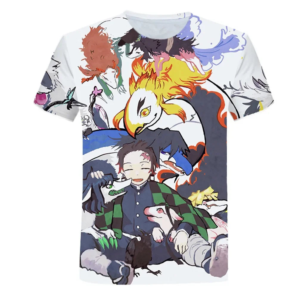 Demon Slayer 3D Print T-Shirt – Harajuku Anime Tee