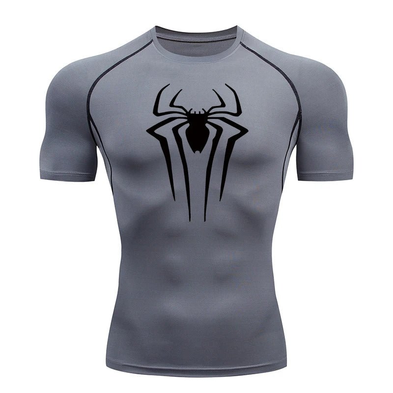 Spider Print Compression Gym Shirt – Quick Dry